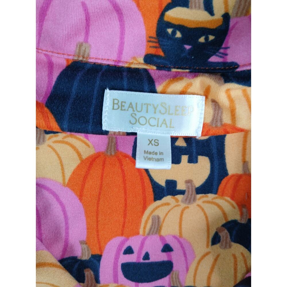 Beauty Sleep Social Pajamas Women XS 2 Piece Halloween Pumpkin Soft Stretch - Picture 4 of 14